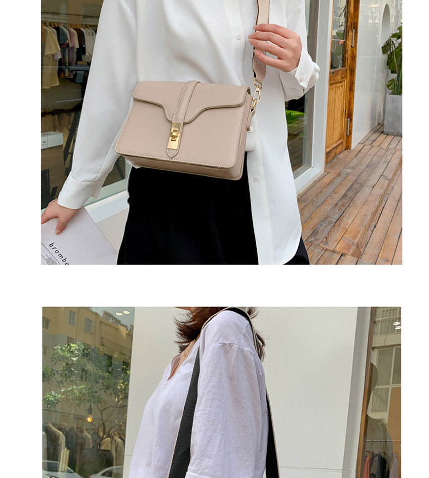Fashion Khaki Paneled Wide Shoulder Strap Cross Buckle Shoulder Bag,Shoulder bags