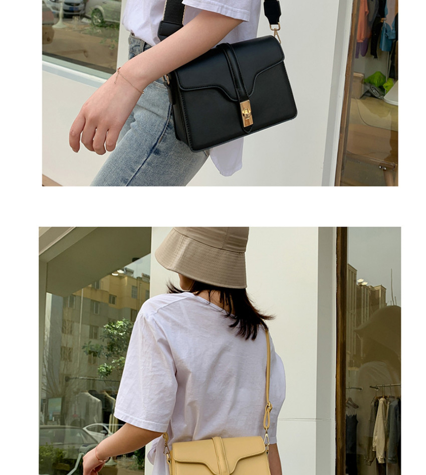 Fashion Black Paneled Wide Shoulder Strap Cross Buckle Shoulder Bag,Shoulder bags