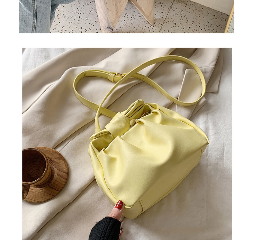Fashion Yellow Knotted Shoulder Strap Pleated Shoulder Bag,Messenger bags