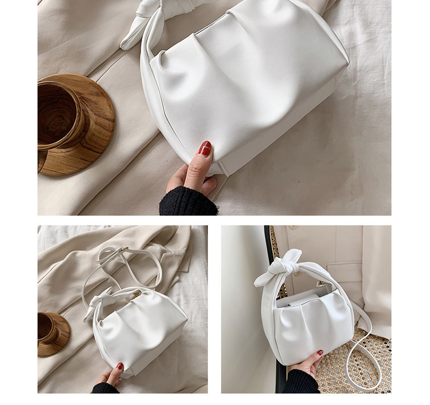 Fashion White Knotted Shoulder Strap Pleated Shoulder Bag,Messenger bags