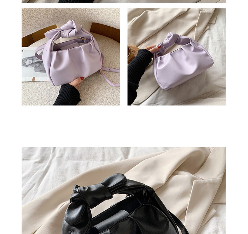 Fashion Black Knotted Shoulder Strap Pleated Shoulder Bag,Messenger bags