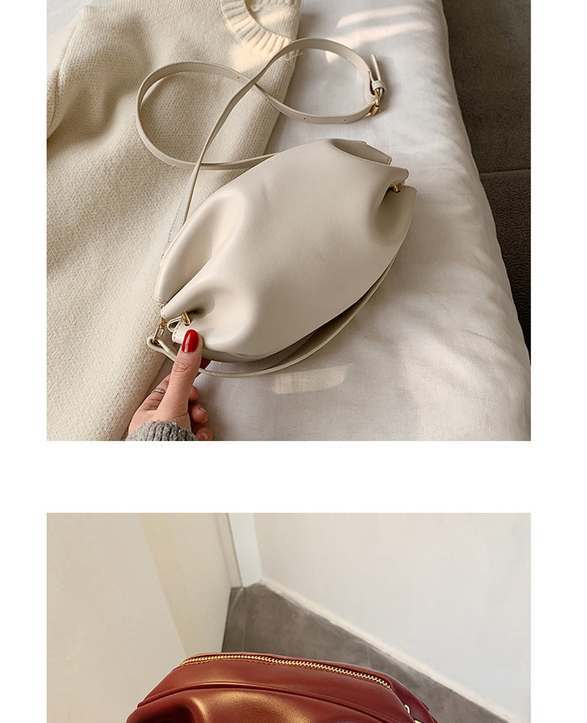 Fashion Creamy-white Pleated Chain Shoulder Bag Crossbody Bag,Handbags