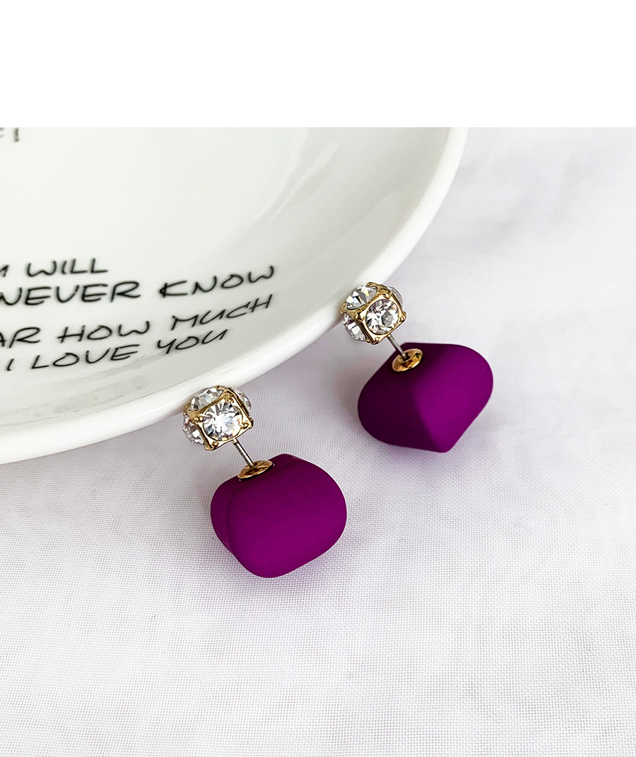 Fashion Purple Alloy Diamond Stud Earrings,Stud Earrings