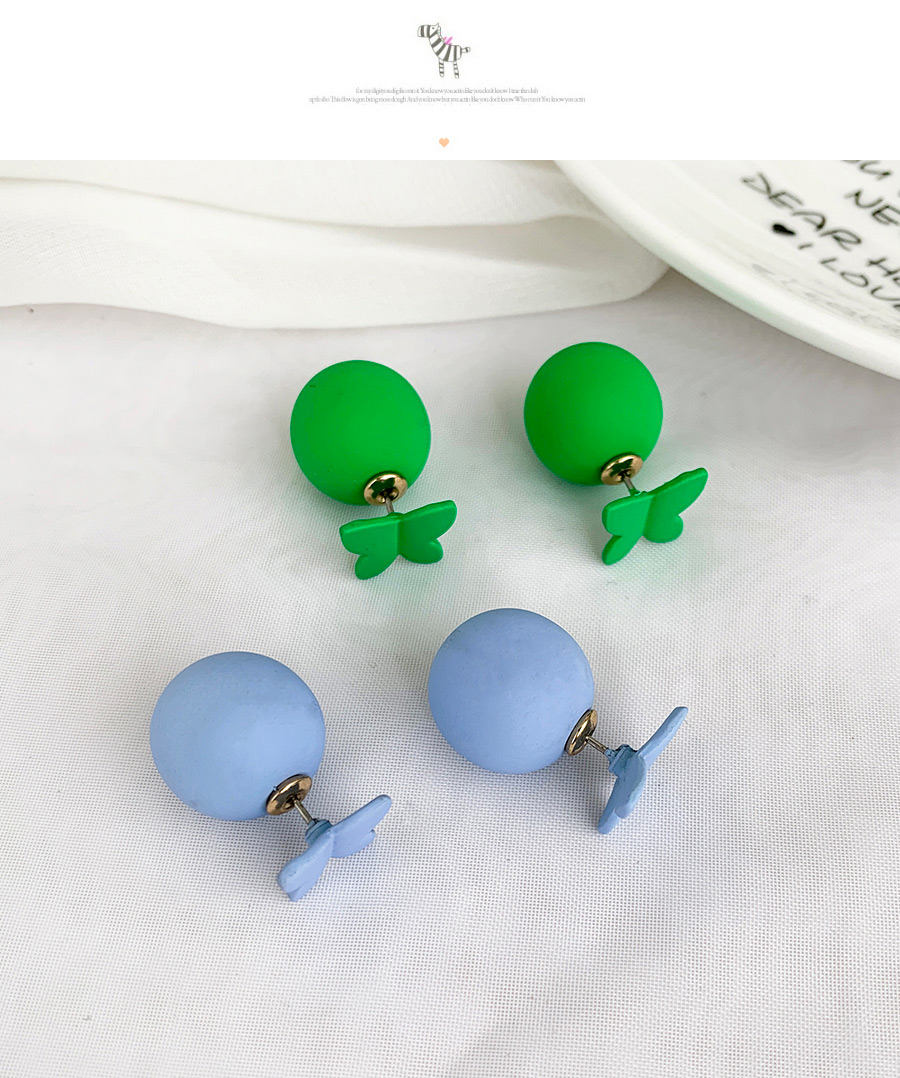 Fashion Blue Alloy Resin Butterfly Bead Earrings,Stud Earrings