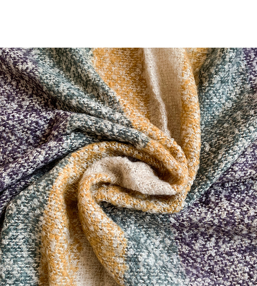 Fashion Khaki + Purple Knitted Plush Stitching Fringed Scarf,Thin Scaves