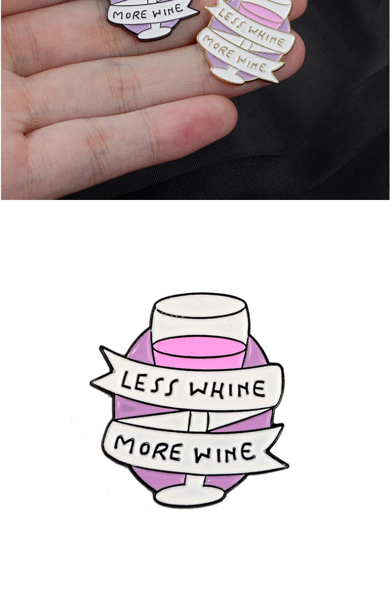 Fashion Pink Less Whing More Wine Wine Glass Alloy Enamel Brooch,Korean Brooches