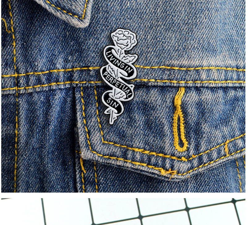 Fashion White Living In Perpetual Sin Badge Brooch,Korean Brooches
