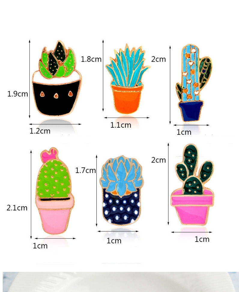 Fashion Blue Cactus Potted Alloy Brooch,Korean Brooches