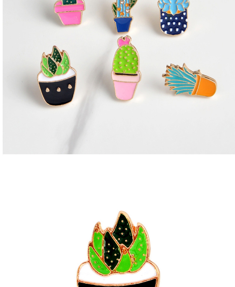 Fashion Blue Cactus Potted Alloy Brooch,Korean Brooches
