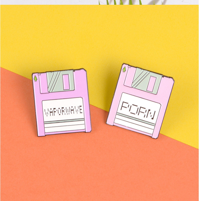 Fashion Pink Memory Card Alloy Enamel Brooch,Korean Brooches