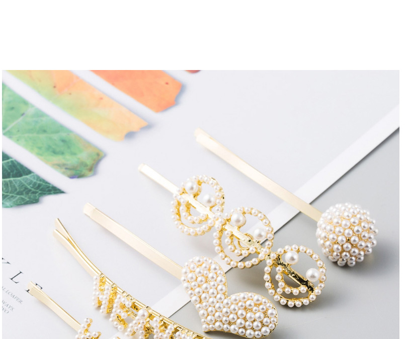 Fashion Golden Pearl Geometry Round Clip,Hairpins