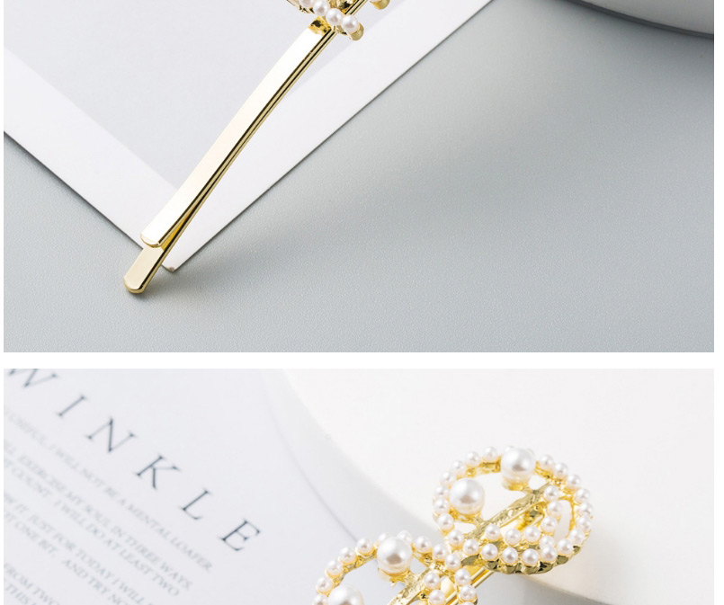 Fashion Golden Pearl Letter Alloy Clip,Hairpins