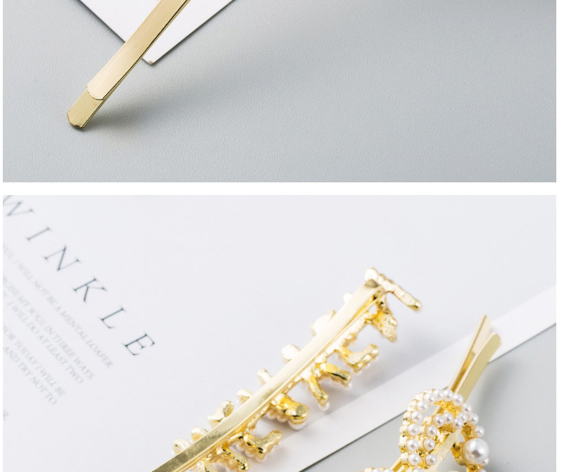 Fashion Golden Pearl Geometry Round Clip,Hairpins