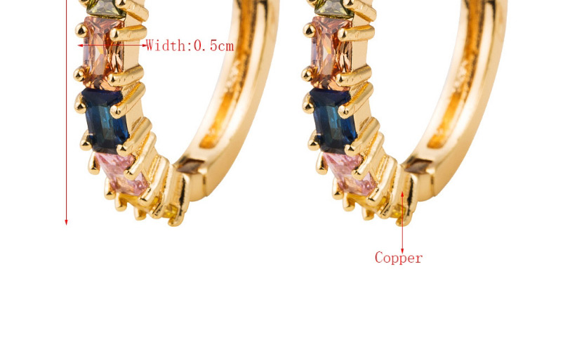 Fashion Color Copper-plated 18k Gold Inlaid Color Zircon Earrings,Earrings