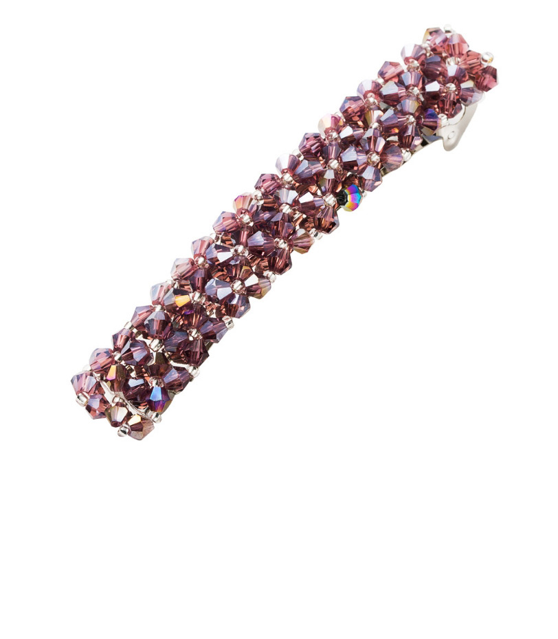 Fashion Pink Handmade Beaded Crystal Spring Clip,Hairpins