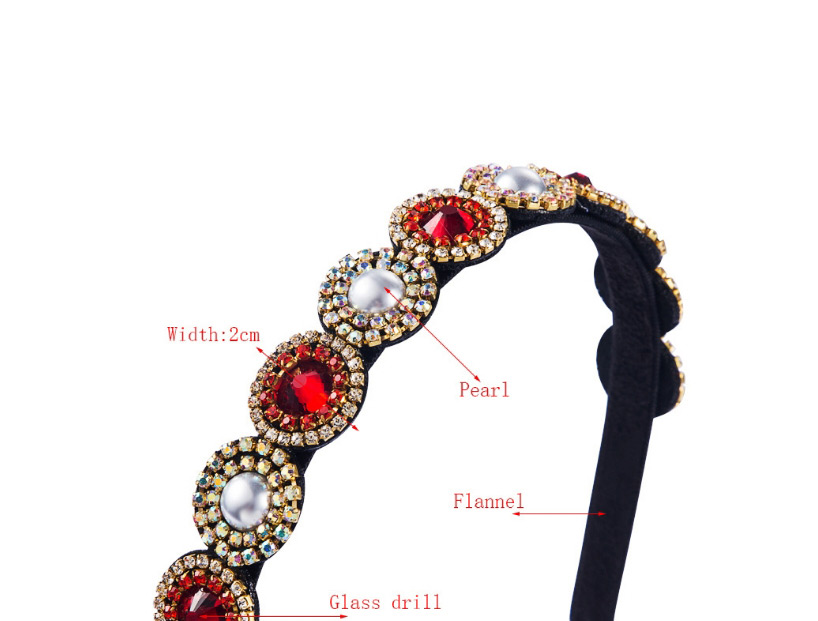 Fashion Red Pearl-rimmed Glass Diamond Fine-edged Headband,Head Band