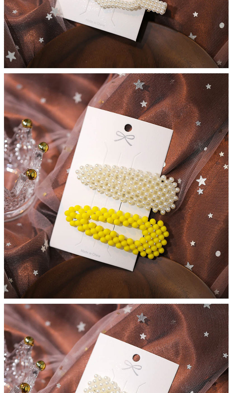 Fashion White + Yellow Diamond And Pearl Pearl Hollow Hairpin Set,Hairpins