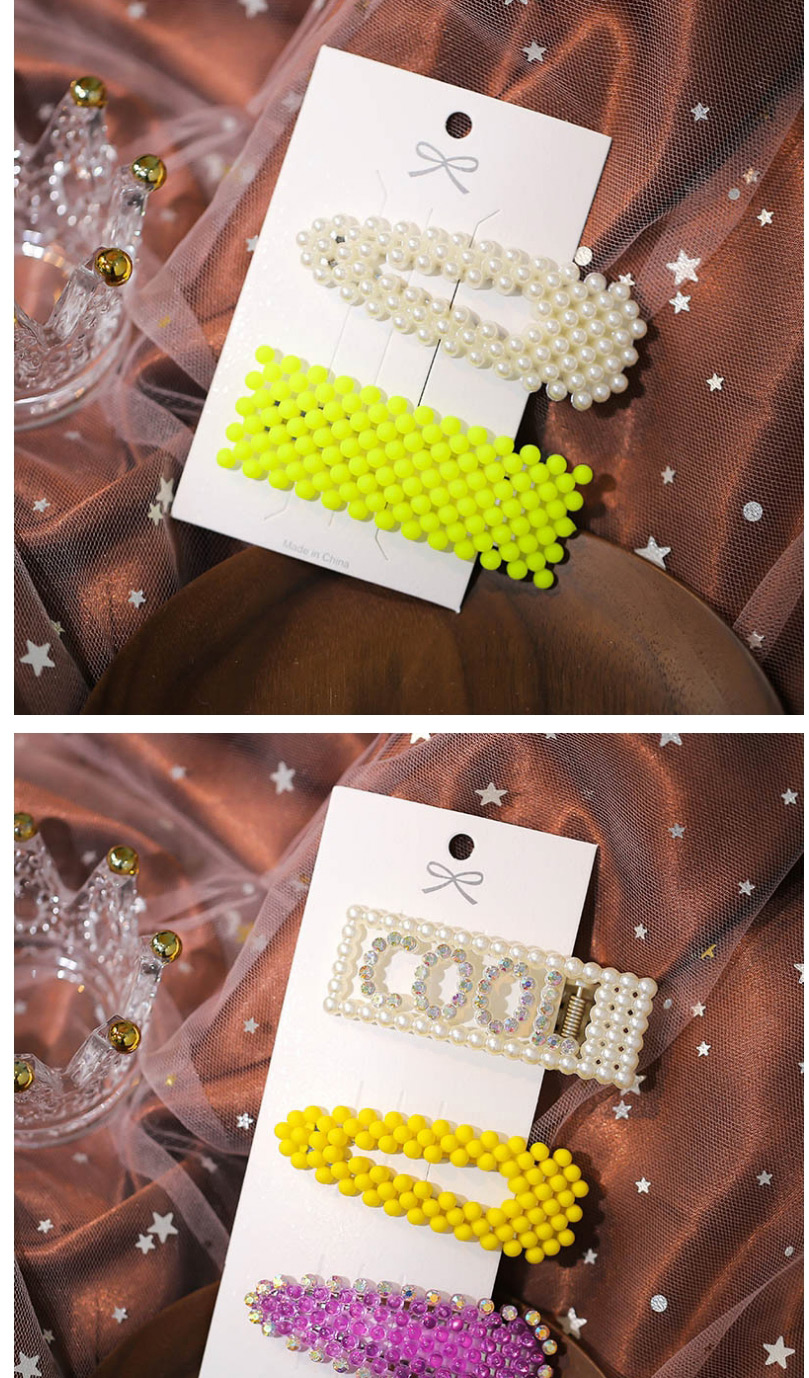 Fashion White + Yellow Diamond And Pearl Pearl Hollow Hairpin Set,Hairpins