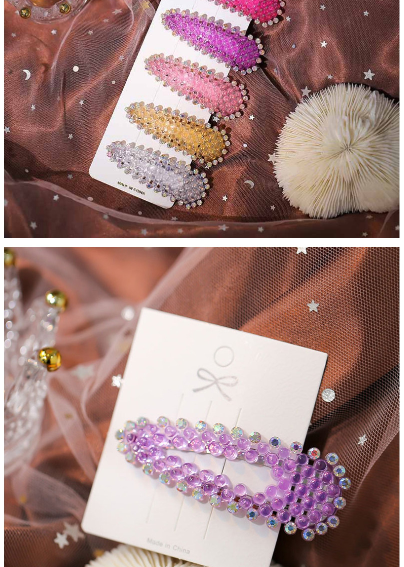 Fashion Purple Geometric Triangle Hairpin With Color Diamonds,Hairpins