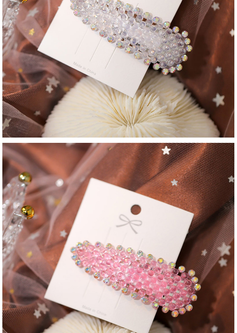 Fashion Pink Geometric Triangle Hairpin With Color Diamonds,Hairpins