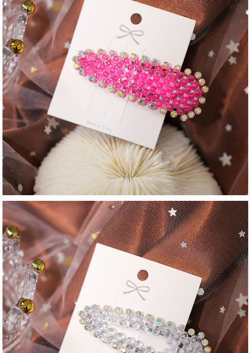 Fashion Pink Geometric Triangle Hairpin With Color Diamonds,Hairpins