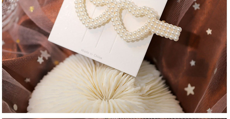 Fashion White Hand Woven String Pearl Bow Hollow Hair Clip,Hairpins