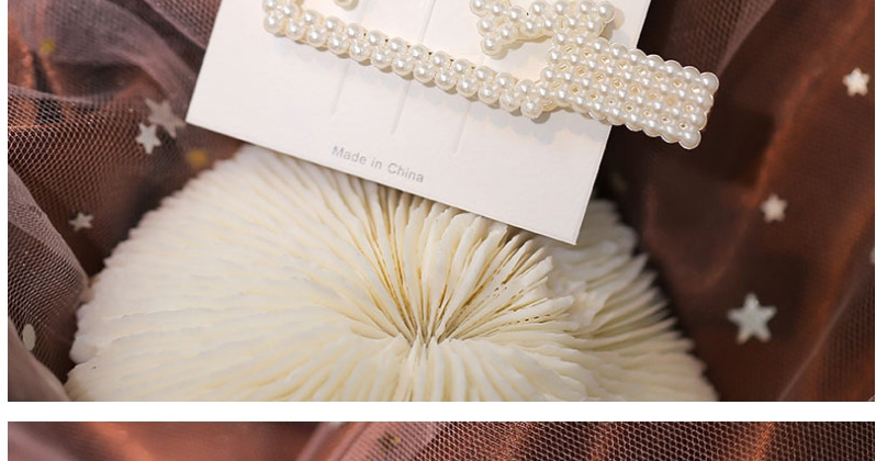 Fashion White Hand-woven String Pearl Love Crown Bunny Hollow Hairpin Set,Hairpins