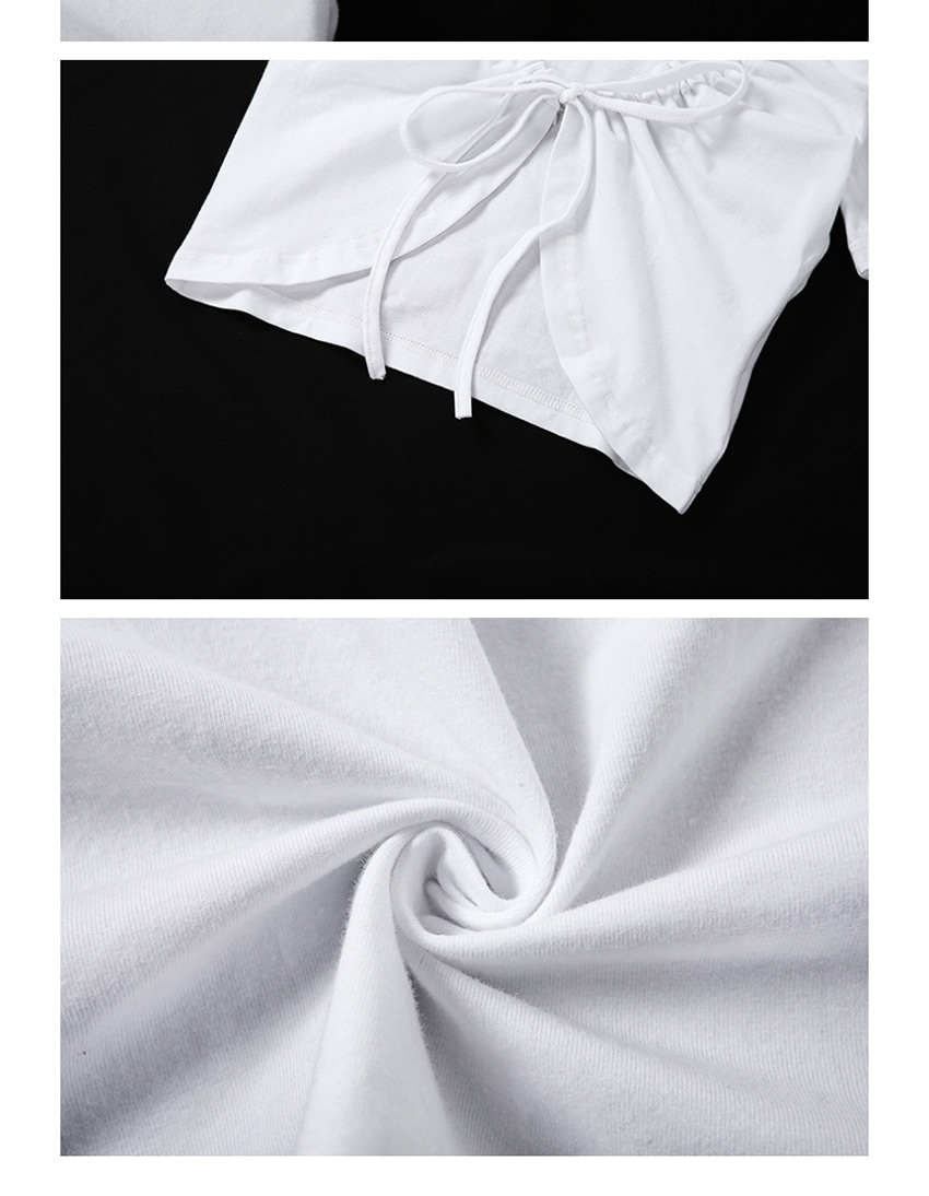 Fashion White Round Neck Lace-up Slim Short Vest,Tank Tops & Camis
