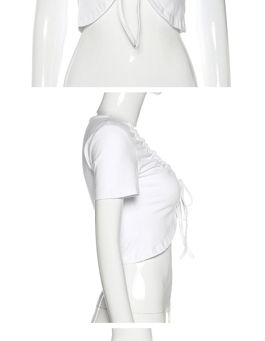 Fashion White Round Neck Lace-up Slim Short Vest,Tank Tops & Camis