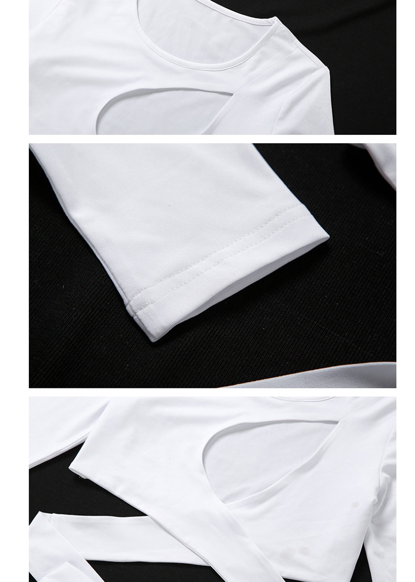 Fashion White Short-sleeved T-shirt With Round Neck And Long Sleeves,Tank Tops & Camis
