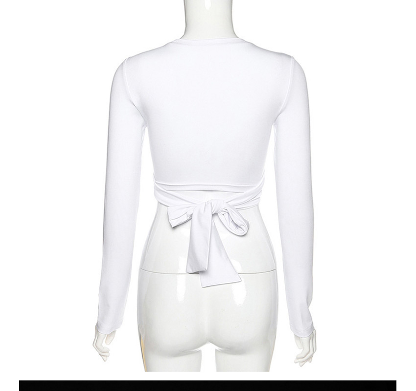 Fashion White T-shirt With Round Neck And Long Sleeves,Tank Tops & Camis