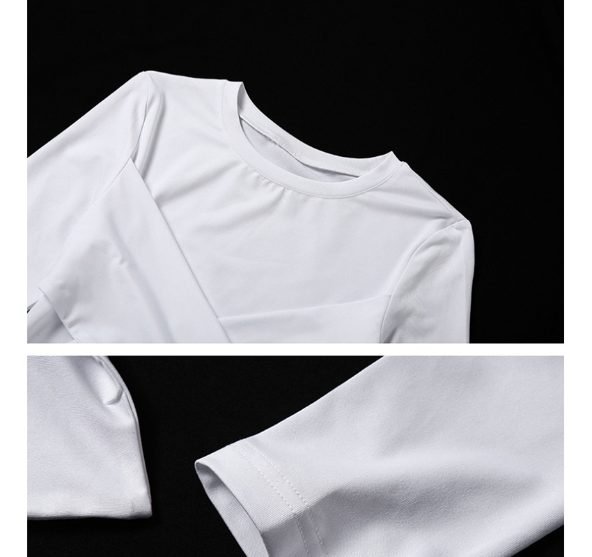 Fashion White T-shirt With Round Neck And Long Sleeves,Tank Tops & Camis