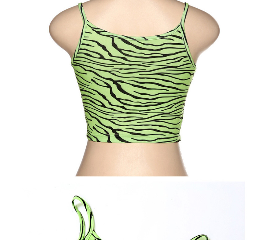 Fashion Green Strap Collar Printed Short Navel Exposed Vest,Tank Tops & Camis