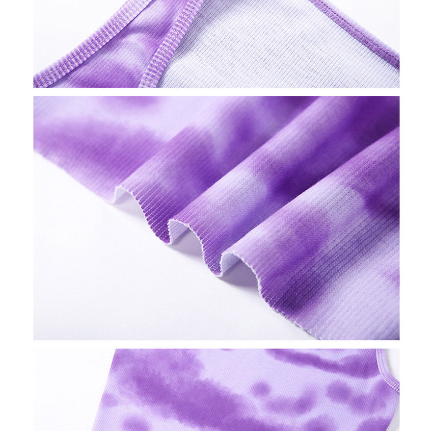 Fashion Purple Graffiti Halter Short Cropped Navel Vest,Tank Tops & Camis