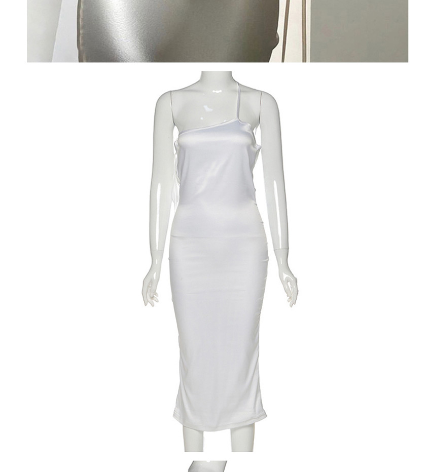 Fashion White Strapless Shoulder Strapless Slim Hip Dress,Long Dress