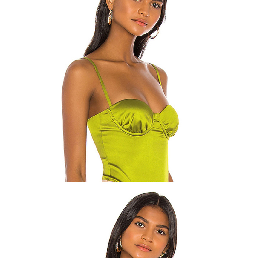 Fashion Green Slim-fit Slim Waistcoat With Strapless Collar,Tank Tops & Camis
