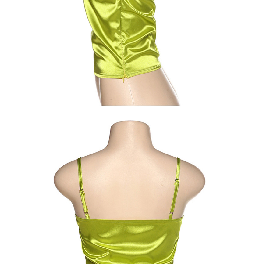 Fashion Green Slim-fit Slim Waistcoat With Strapless Collar,Tank Tops & Camis