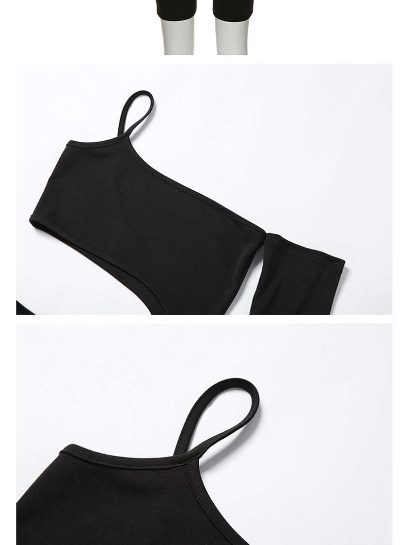 Fashion Black Cutout Slim One-shoulder Exposed Bodysuit,One Pieces