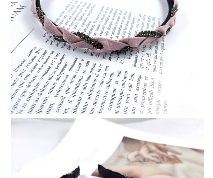 Fashion Pink Fine-edged Handmade Braid With Diamond Fabric Headband,Head Band