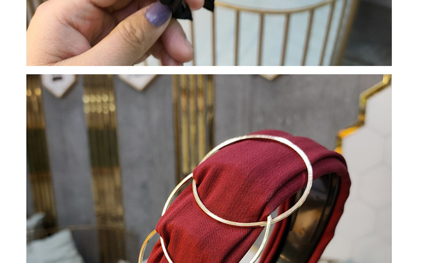 Fashion Brown Metal Ring Wide-brimmed Fabric Headband,Head Band