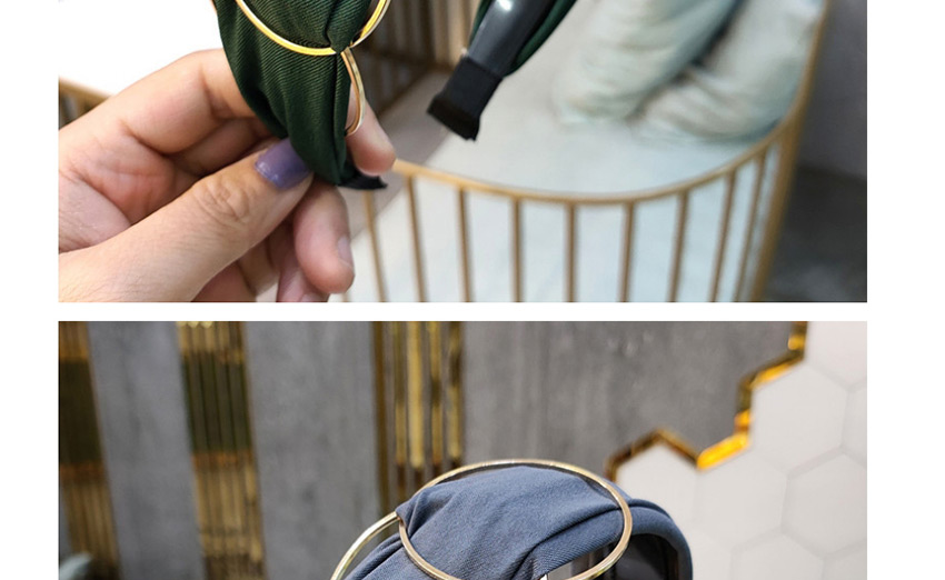 Fashion Dark Green Metal Ring Wide-brimmed Fabric Headband,Head Band