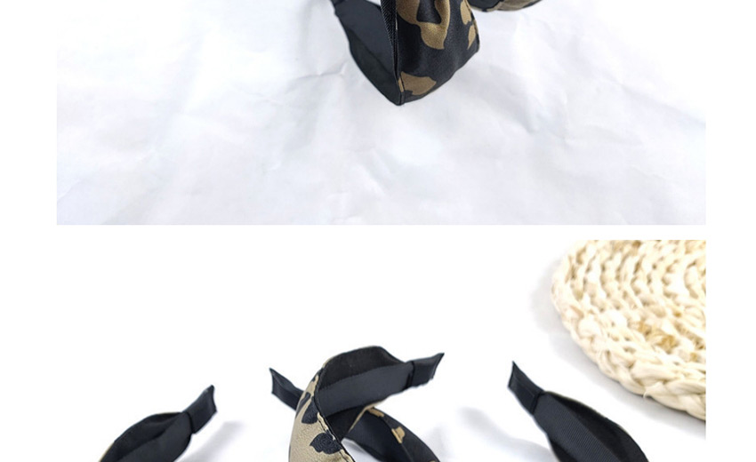Fashion Black Knotted Headband With Fine-edged Leopard Print,Head Band