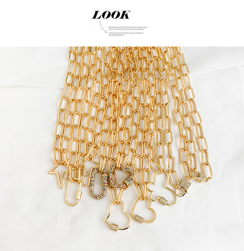 Fashion Gold 60cm Copper Inlay Zircon Love Lock Necklace,Pendants