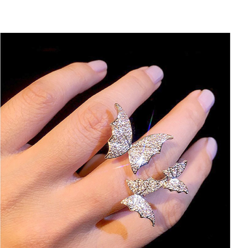 Fashion Golden Three-dimensional Three Butterfly Micro-set Zircon Open Ring,Fashion Rings