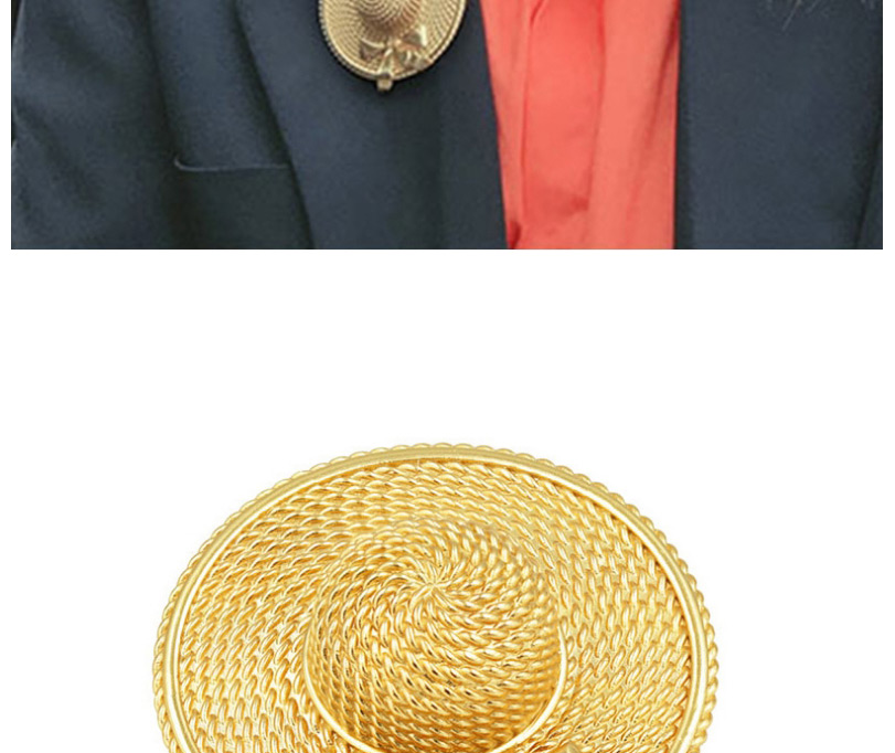 Fashion Silver Straw Hat Butterfly Combined With Gold Geometric Brooch,Korean Brooches