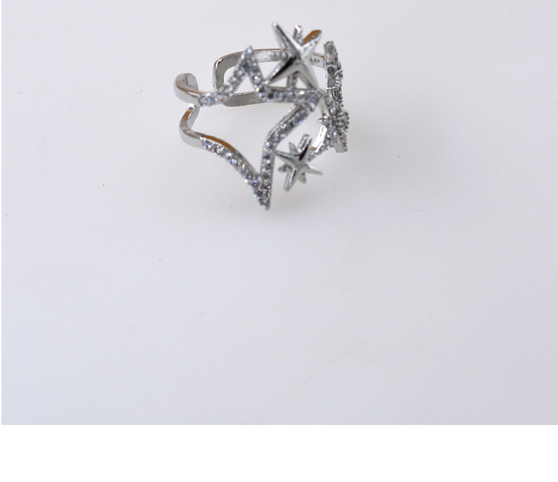 Fashion Silver Snowflake Hollow Micro-set Zircon Open Ring,Fashion Rings