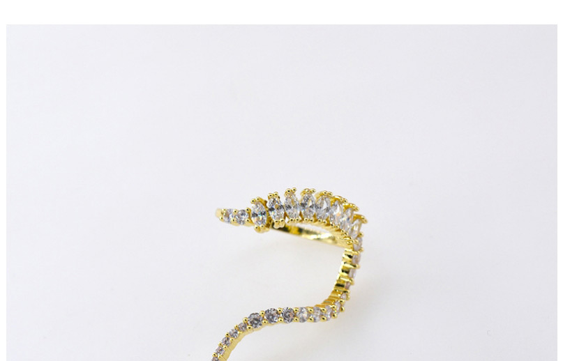 Fashion Golden Micro-set Zircon Crystal Open Curved Ring,Fashion Rings