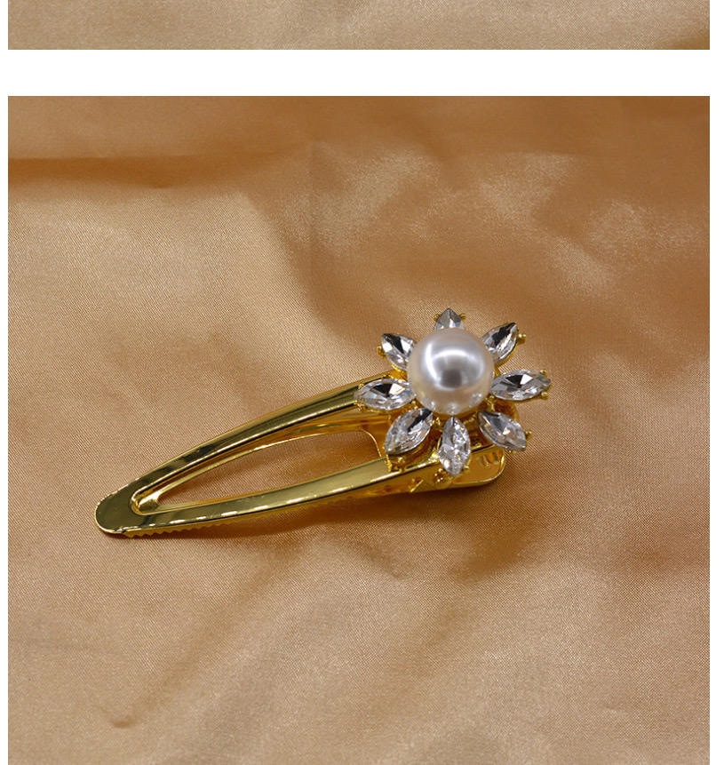 Fashion White Small Pearl Diamond Flower Geometric Hair Clip,Hairpins