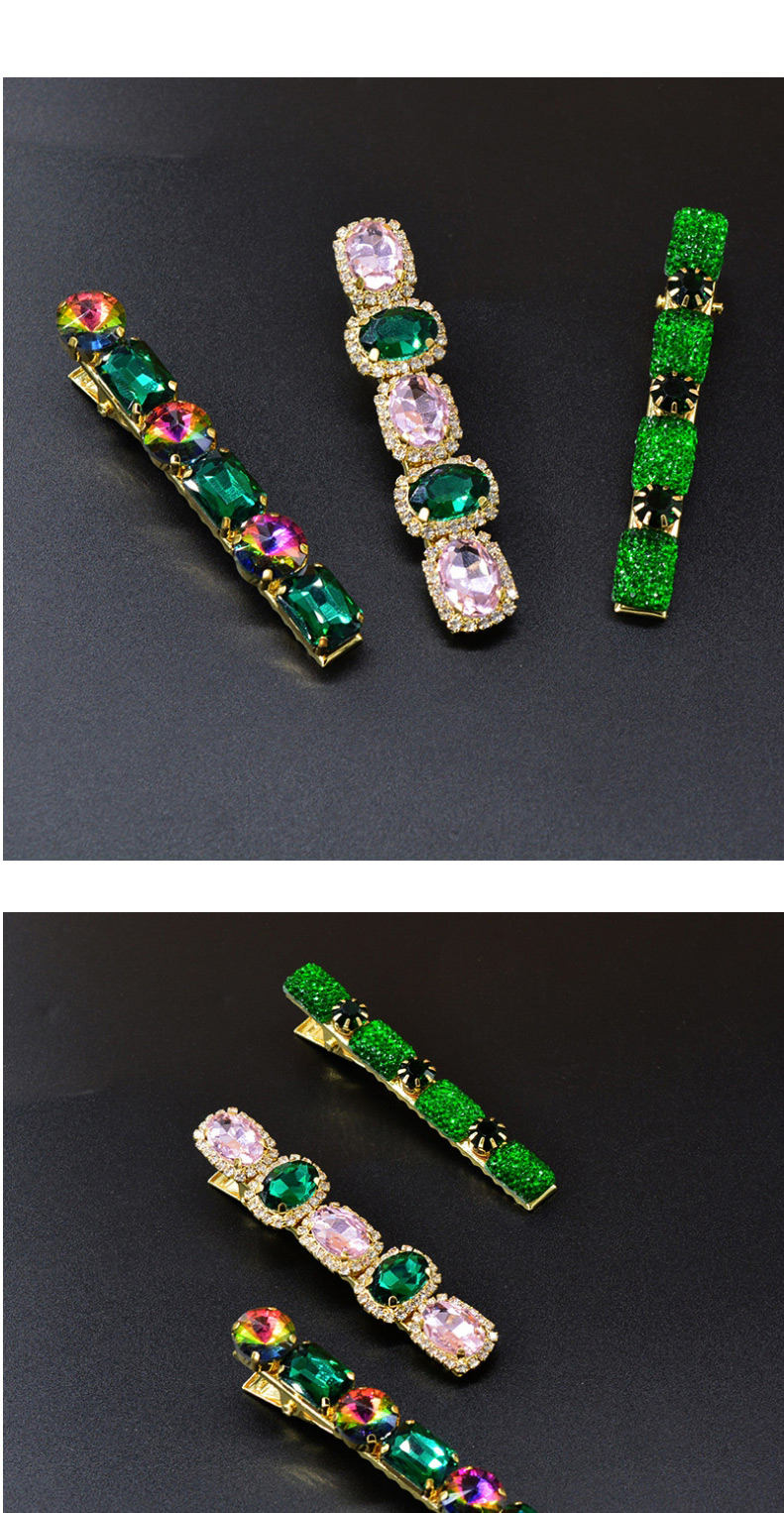 Fashion Color Mixing Diamond-shaped Faceted Crystal Geometric Hairpin,Hairpins