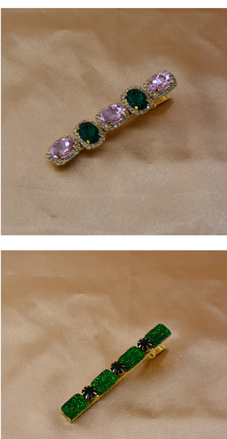 Fashion Green Diamond-shaped Rhinestone Resin Geometric Shape Hairpin,Hairpins